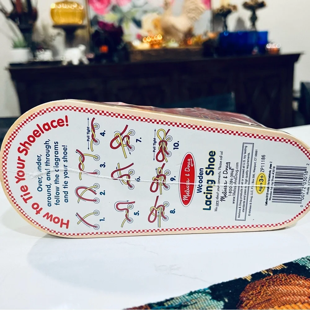 Melissa & Doug Red and White Wooden Lacing Sneaker